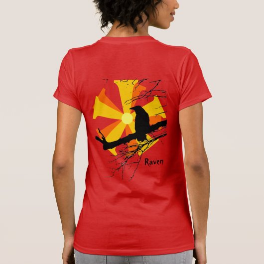 Raven Sun met boomtakken T-shirt (Achterkant)