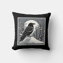 Raven: Talkeetna, Alaska zwart-wit Kussen