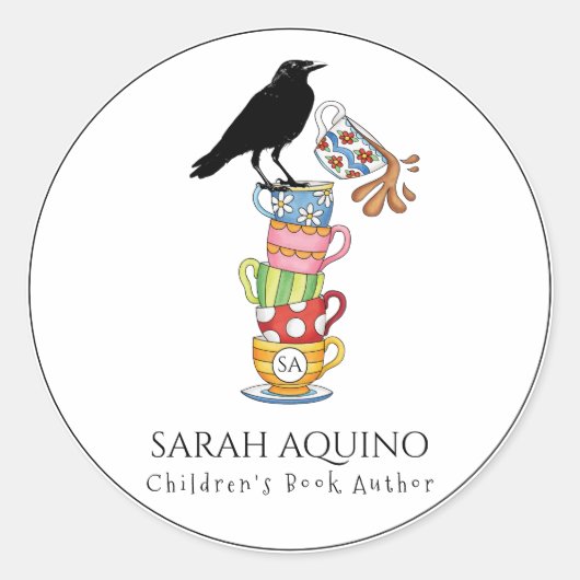 Raven & Tea Cups Boek Auteur Promotionele Stickers (Voorkant)