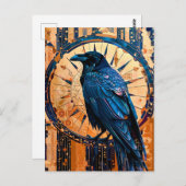 Raven Totem – Mystic Art Deco Symbol Briefkaart (Voorkant / Achterkant)