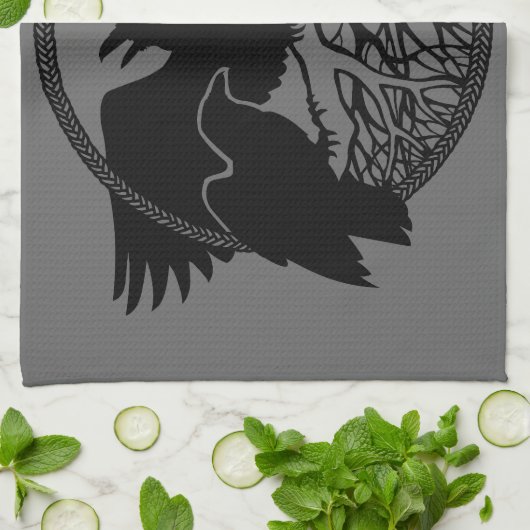 Raven Towel First Nations Raven Art Tea Towel Gift Theedoek (Gevouwen)