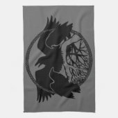 Raven Towel First Nations Raven Art Tea Towel Gift Theedoek (Verticaal)
