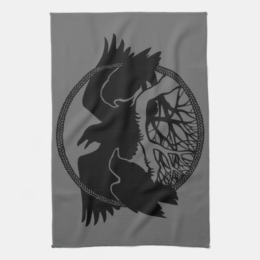 Raven Towel First Nations Raven Art Tea Towel Gift Theedoek (Verticaal)