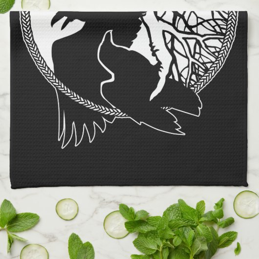 Raven Towel First Nations Raven Art Tea Towel Gift Theedoek (Gevouwen)
