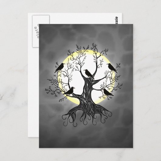Raven Tree met maan Briefkaart (Voorkant / Achterkant)