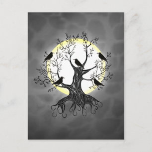 Raven Tree met maan Briefkaart