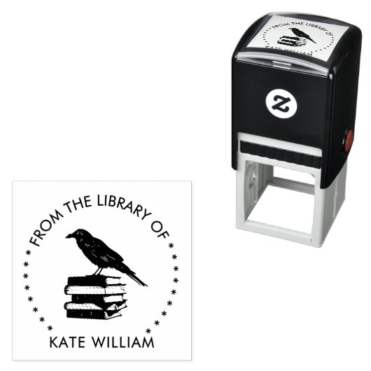 Raven Uit de bibliotheek van Round postzegel Zelfinktende Stempel (In situ)
