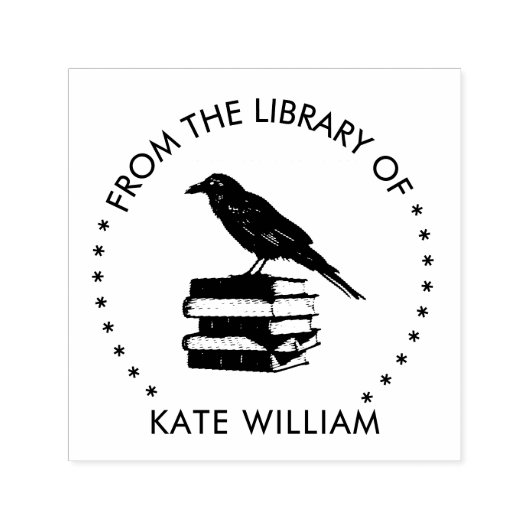 Raven Uit de bibliotheek van Round postzegel Zelfinktende Stempel (Design)
