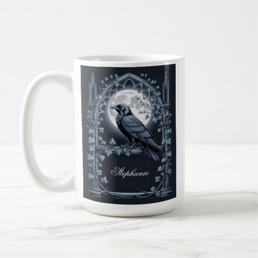 Raven Under Moon Gothic Midnight Koffiemok (Links)