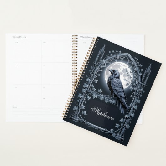 Raven Under Moon Gothic Midnight  Planner (Display)