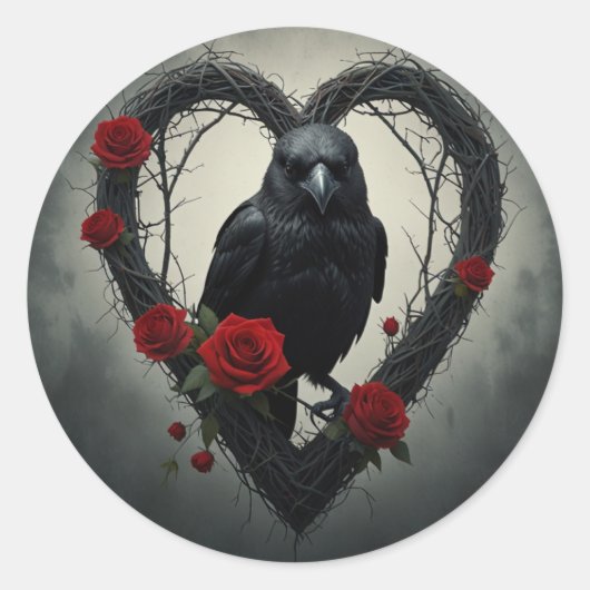 Raven Valentine´s  Ronde Sticker (Voorkant)