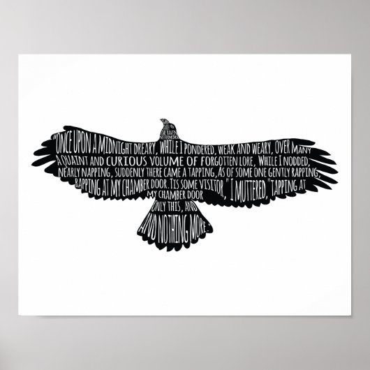 Raven van Edgar Allan Poe Typografie Poster (Voorkant)