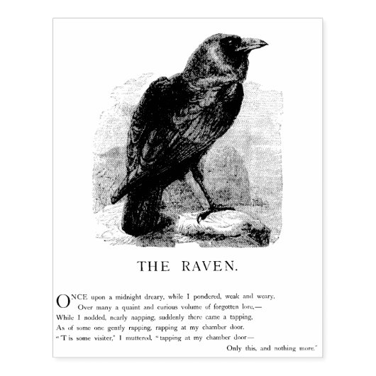 Raven van Edgar Allen Poe Rubberstempel (Afrduk)