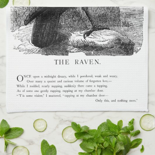 Raven van Edgar Allen Poe Theedoek (Gevouwen)