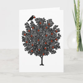 Raven versiert kerstboom feestdagen kaart