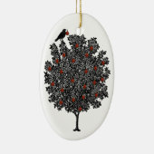 Raven versiert kerstboom met rode Ornamenten (Rechts)