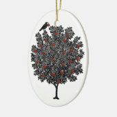 Raven versiert kerstboom met rode Ornamenten (Links)