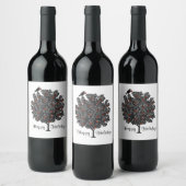 Raven versiert kerstboom wijn etiket (Flessen)