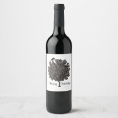 Raven versiert kerstboom wijn etiket (Voorkant)