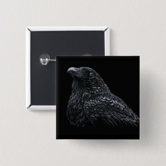 Raven Vierkante Button 5,1 Cm (Voorkant /achterkant)
