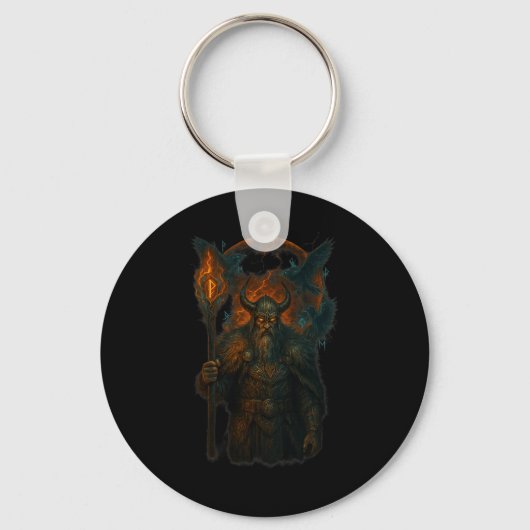 Raven Viking Halloween Design Noorse tovenaar maan Sleutelhanger (Voorkant)
