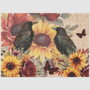 Raven Vintage Geïnspireerde Landelijke Zonnebloeme Tissuepapier