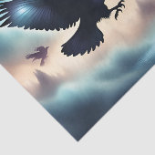 Raven vliegend storm Decouapge Tissuepapier (Detail)