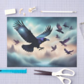 Raven vliegend storm Decouapge Tissuepapier (Craft)