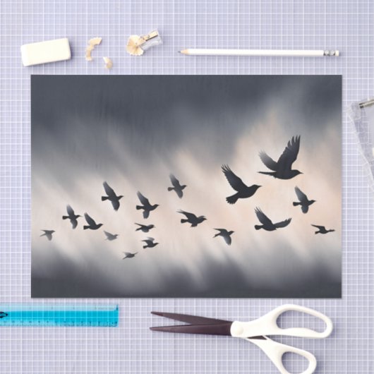 Raven vliegend storm Decouapge Tissuepapier (Craft)