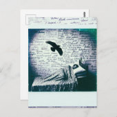 Raven vliegt in slaap over man briefkaart (Voorkant / Achterkant)