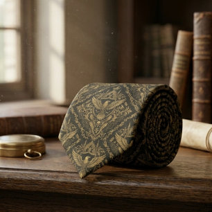 Raven Vogel Gotische Patroon – Donkere Academia Ca Stropdas