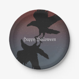 Raven Vogels Nacht Sterrenhemel Grunge Papieren Bordje