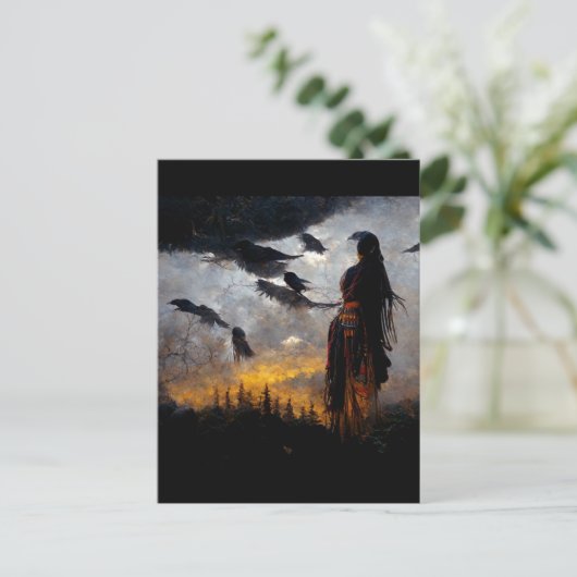 Raven-vrouw Briefkaart (Staand voorkant)