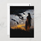 Raven-vrouw Briefkaart (Voorkant / Achterkant)