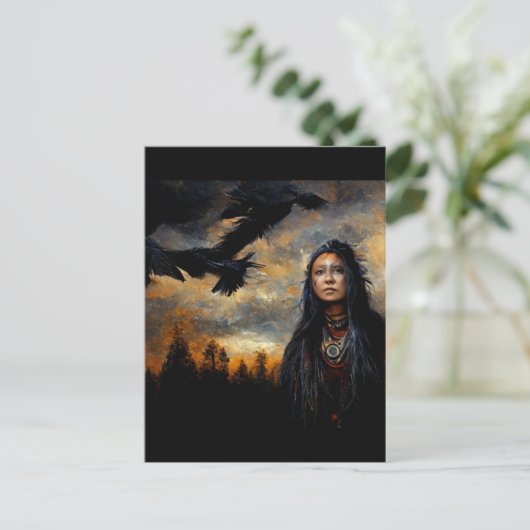 Raven-vrouw Briefkaart (Staand voorkant)