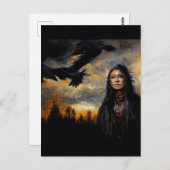Raven-vrouw Briefkaart (Voorkant / Achterkant)