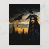 Raven-vrouw Briefkaart (Voorkant)