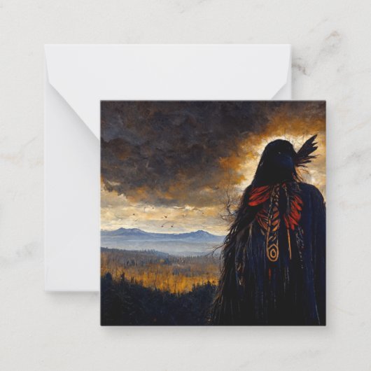 Raven-vrouw Notitiekaartje (Voorkant)