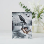 Raven waakt over de slaap van de persoon briefkaart (Staand voorkant)