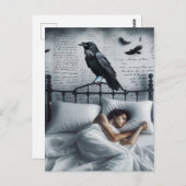 Raven waakt over de slaap van de persoon briefkaart (Voorkant / Achterkant)