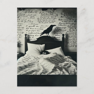 Raven waakt over Poe in slaap Briefkaart