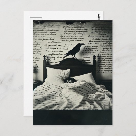 Raven waakt over Poe in slaap Briefkaart (Voorkant / Achterkant)