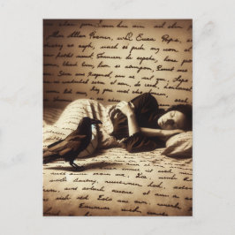 Raven waakt over vrouw in slaap briefkaart