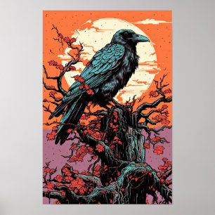 Raven Wall Poster, kunstillustratie Poster