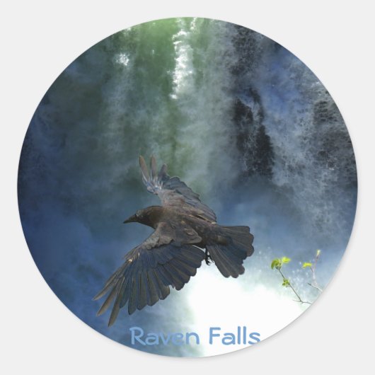 RAVEN & WATER HERFST Natuur Giften Ronde Sticker (Voorkant)