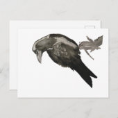 Raven Watercolor Postcard Briefkaart (Voorkant / Achterkant)