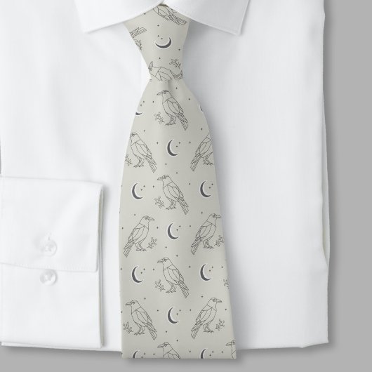 Raven Whimsigoth Necktie - Minimalist Goth Stropdas