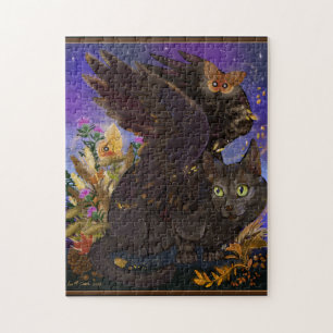 Raven Winged Autumn Magic Cat Legpuzzel