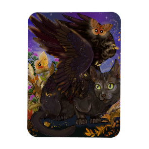 Raven Winged Autumn Magic Cat Magneet