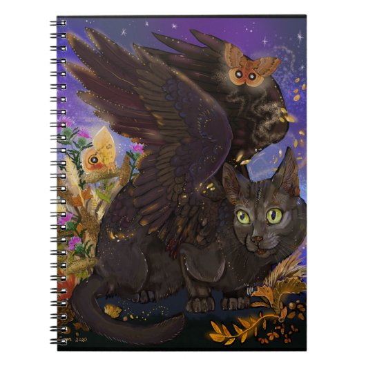 Raven Winged Autumn Magic Cat Notitieboek (Voorkant)